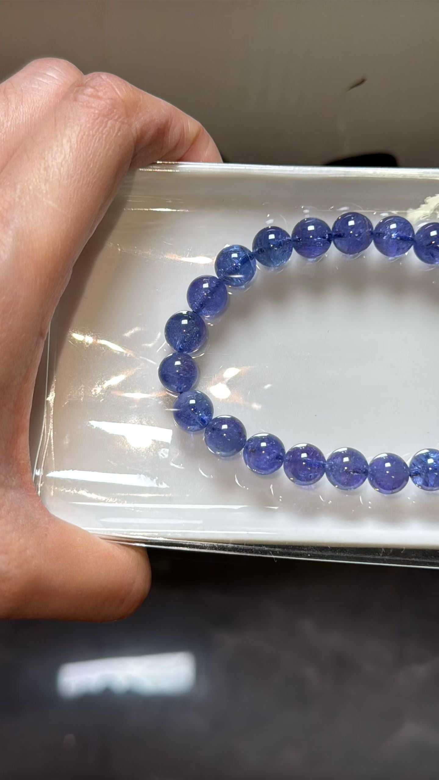 8mm Natural blue Tanzanite round beads bracelet
