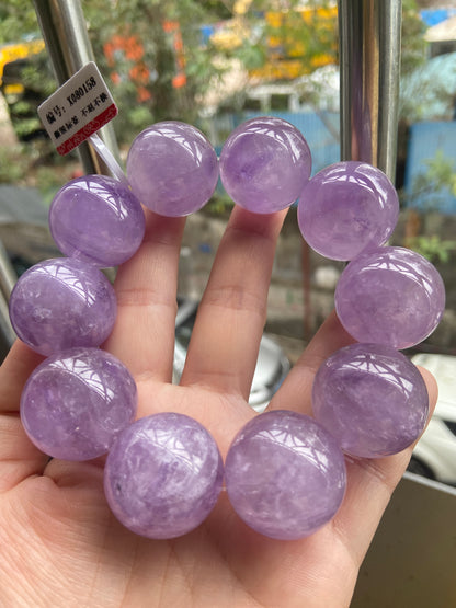 Natural lavender Amethyst Quartz Crystal beads bracelet,25mm