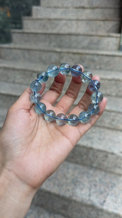 Natural Genuine blue aquamarine beads bracelet 13mm