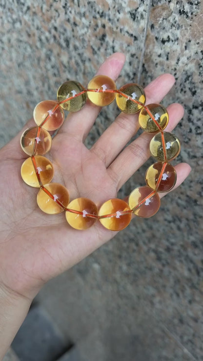 19mm Natural Citrine Quartz Crystal beads bracelet