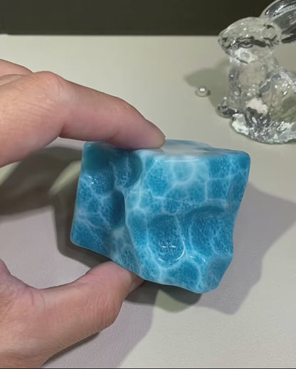 Natural Larimar blue Raw nugget beads gemstone ornaments